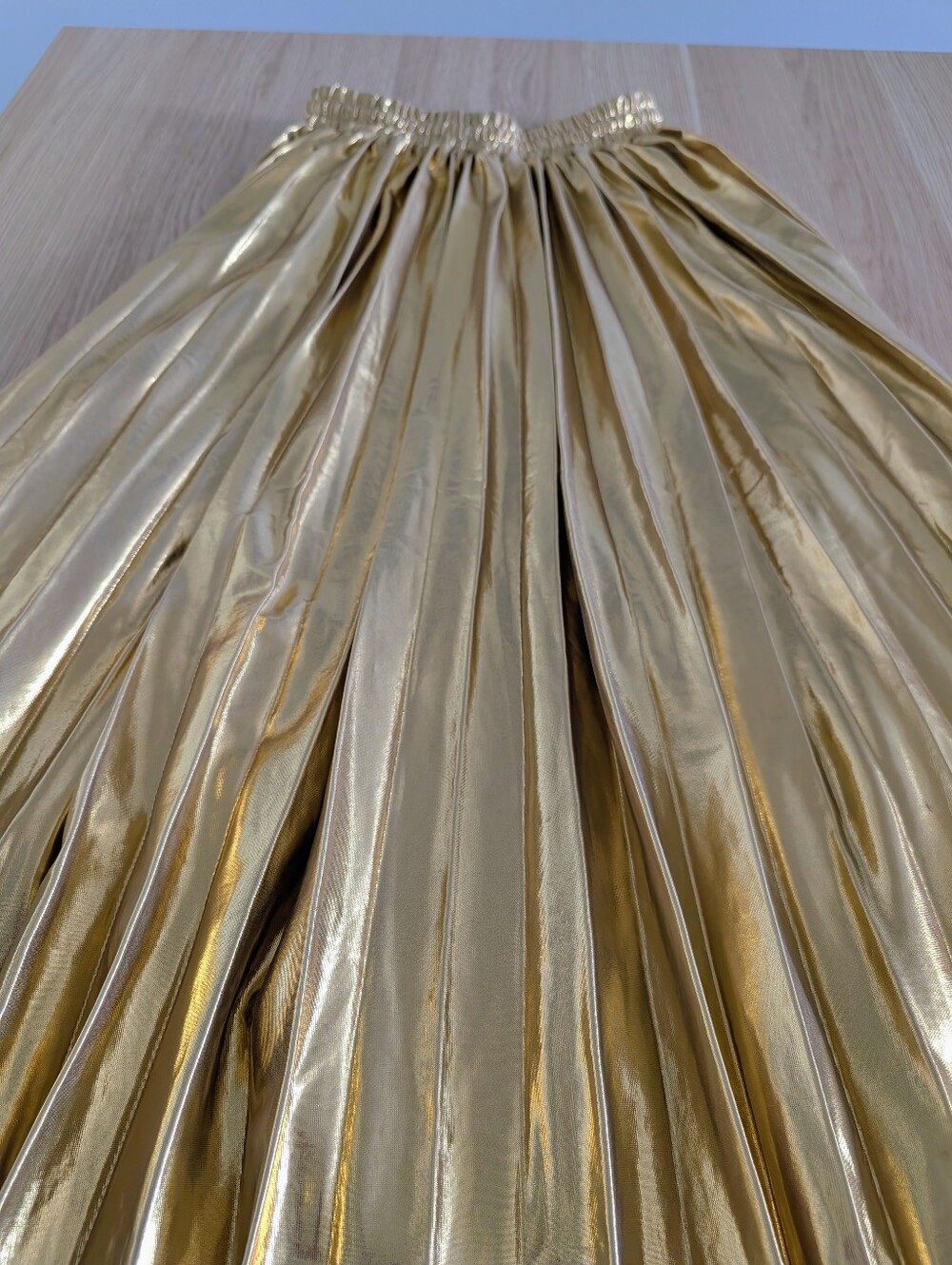 Metallic Gold Pleated Skirt - Picture 3 of 6